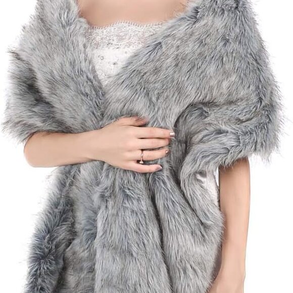 Faux Fur Shawl Wedding Fur Wraps and Shawls Bridal Fur Stole Winter Cape Shrug f - Picture 1 of 7